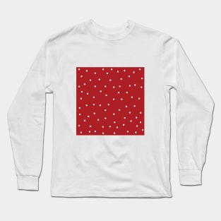 White Polka Dots on Red Background Long Sleeve T-Shirt